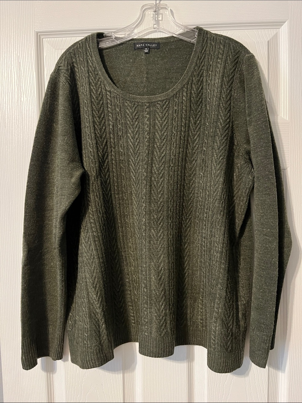 Olive Green Cable-Knit Women's Sweater